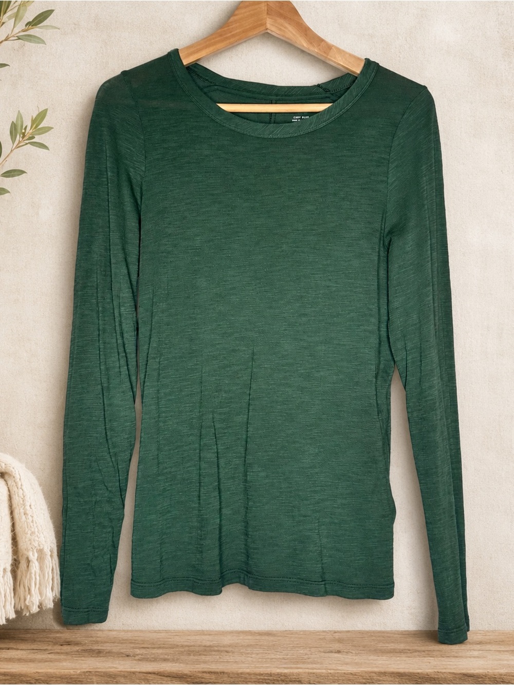 Banana Republic Forest Green Long-Sleeve Crewneck Top